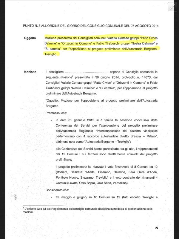 Passiamo al punto 3 : mozione di Nostra Dalmine e Patto Civico contro IPB (autostrada Bergamo-Treviglio) #opendalmine http://t.co/FJzepbtvsx